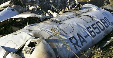 Remains of the Tupolev airplane
