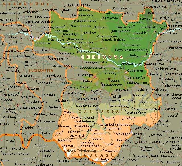 Map of Chechnya